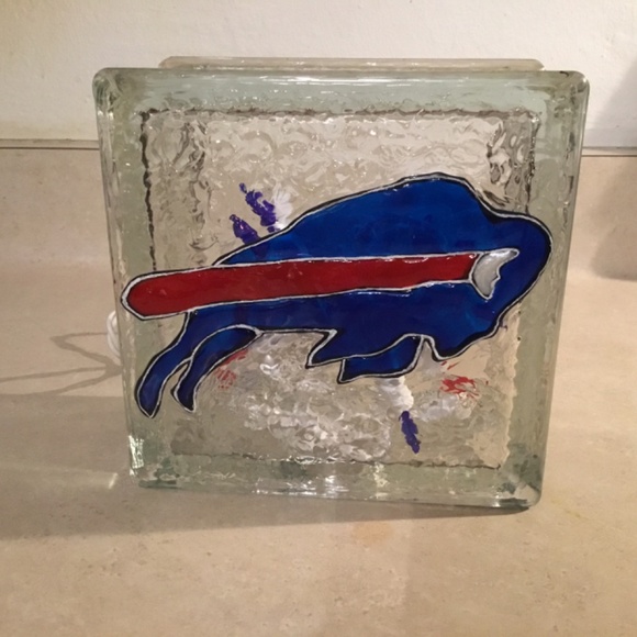 BUFFALO BILLS FOR BUFFALOSBEST LIGHT UP BLOCK HAND PAINTED STAINED GLASS - Picture 4 of 4